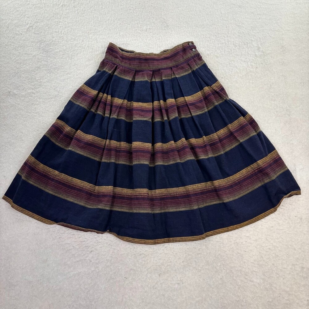 Vintage Women's Hunters Run Blue Plaid Cotton Knee Length Skirt Size 4